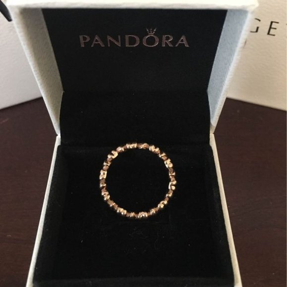 Pandora FOREVER LOVE HEART Rose GOLD Plated STACKABLE Band RING 7.5 (56) #180837 - Picture 2 of 2